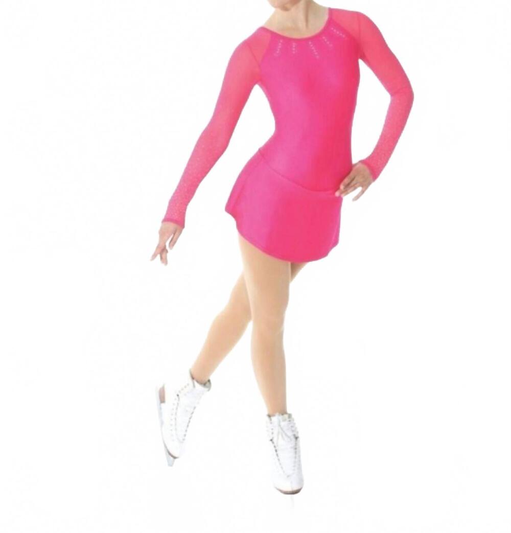 NEW MONDOR simple sparkle long sleeve skate dress in coral/ pink